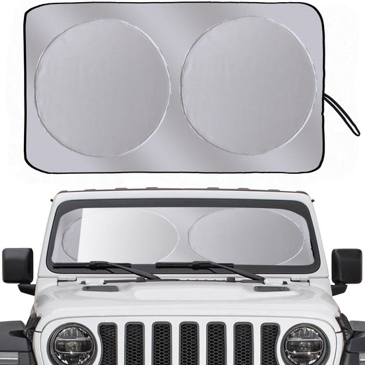 Sun Shade for Car Windshield Foldable Front Window Sun Visor 240T Reflective Fabric Blocks UV Rays and Sun, Automotive Interior Protection for Cars,Trucks, SUVs|L (68.9”x35”)