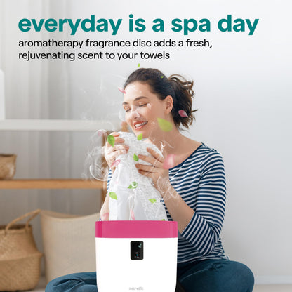 SereneLife Counter Towel Warmer Bucket - with Customized Fragrance for Spa and Bathroom, Luxury Heater, Auto Shut Off, Fits 1 Large Blanket, Bathrobe, PJs (Natural)
