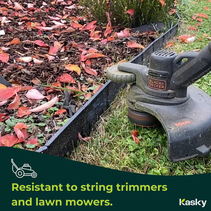 Easy to Install Lawn Edging Border - Simply Hammer into Place, No Trenches to Dig - Durable & Flexible Garden Edging - Invisible Grass & Path Edge from Recycled Plastic - 10.7 m / 35 ft Long
