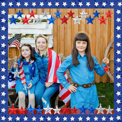 60 Pcs Patriotic Star Hanging Ornament 4th of July Tree Decor Red Blue Silver Star Ornament for Tree 4th of July Independence Pendant for 250th Anniversary Patriotic Veteran Decor