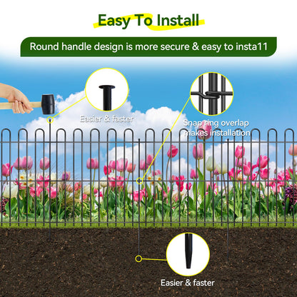 25 Panels Decorative Garden Fence, 50ft X 32in Rustproof Metal Animal Barrier Fence, No Dig Fence Garden Fence, Arched Flower Bed Edging Ornamental Wire Border Fencing for Outdoor Yard, Patio Decor