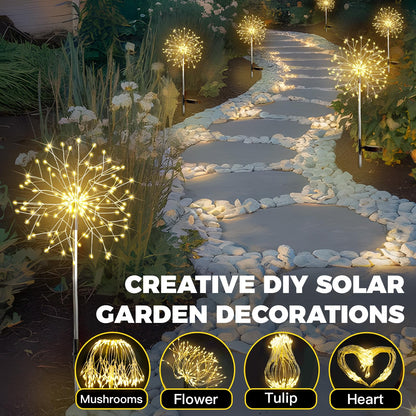 suddus Solar Garden Lights Outdoor Waterproof Decorative, 2Pack 150LED Firework Lights, Solar Fairy Lights for Yard, Garden, Party, Patio, Pathway, Flowerbed - Warm White