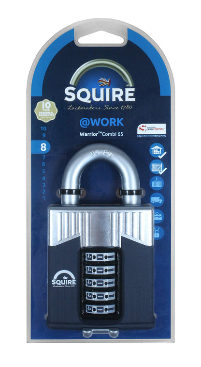 Henry Squire Warrior 5 Wheel Open Shackle Combination Padlock, 65 mm (Length)