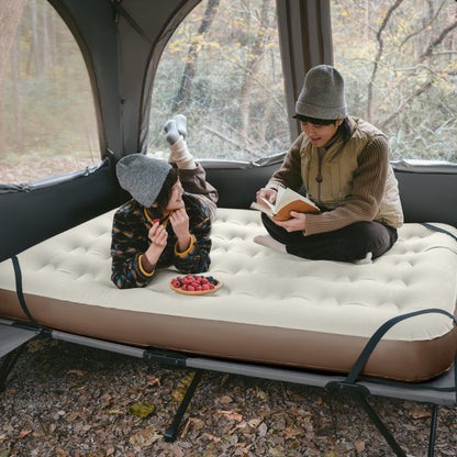 Naturehike Queen-Sized Airbed Cot Combo, Folding 2 Person Camping Cot with Air Mattress, Side Table and Wheeled Carry Bag, Camping Bed for Outdoor Camp Guests (Pump Not Included)