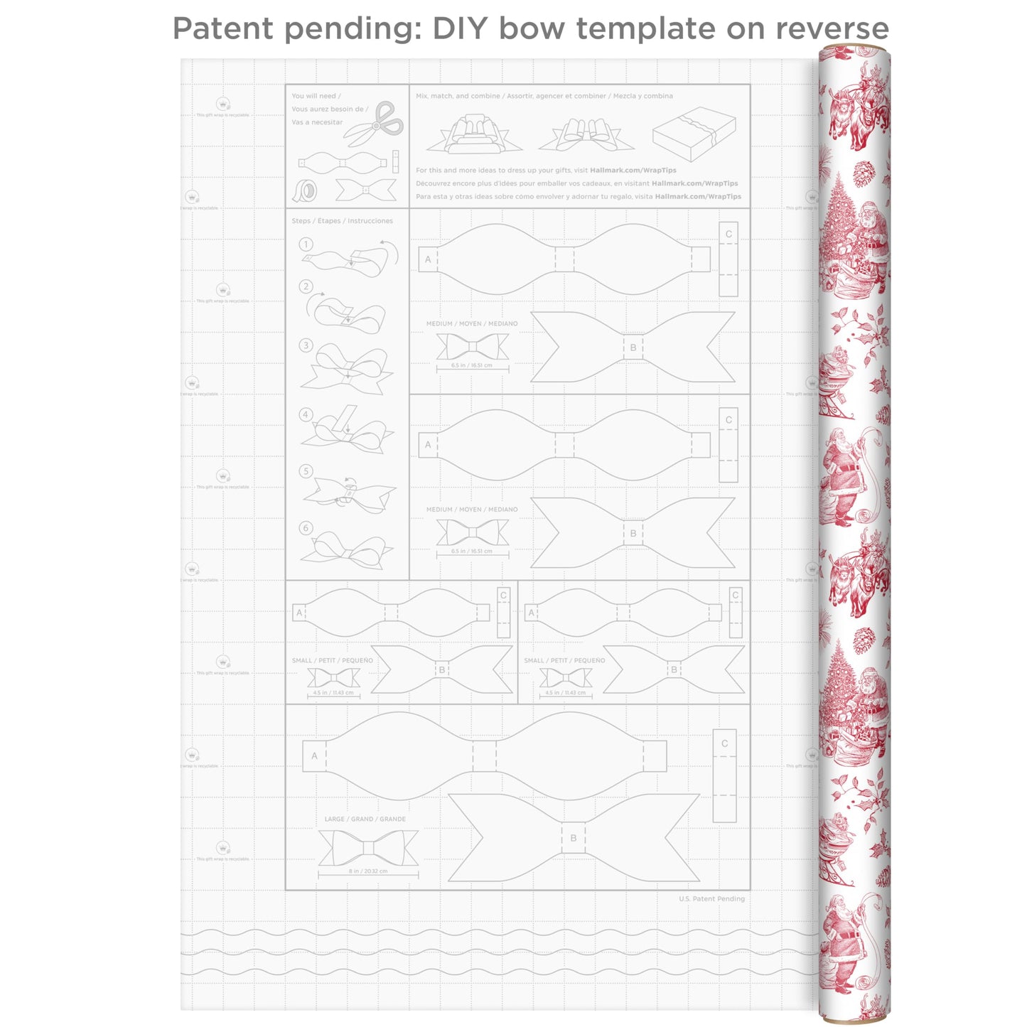 Hallmark Christmas Wrapping Paper Rolls, Holiday Plaid (3-Pack: 120 Sq. Ft. Ttl) Red Toile, Black Buffalo Check, Plaid for Christmas, Birthdays, Weddings, Crafts