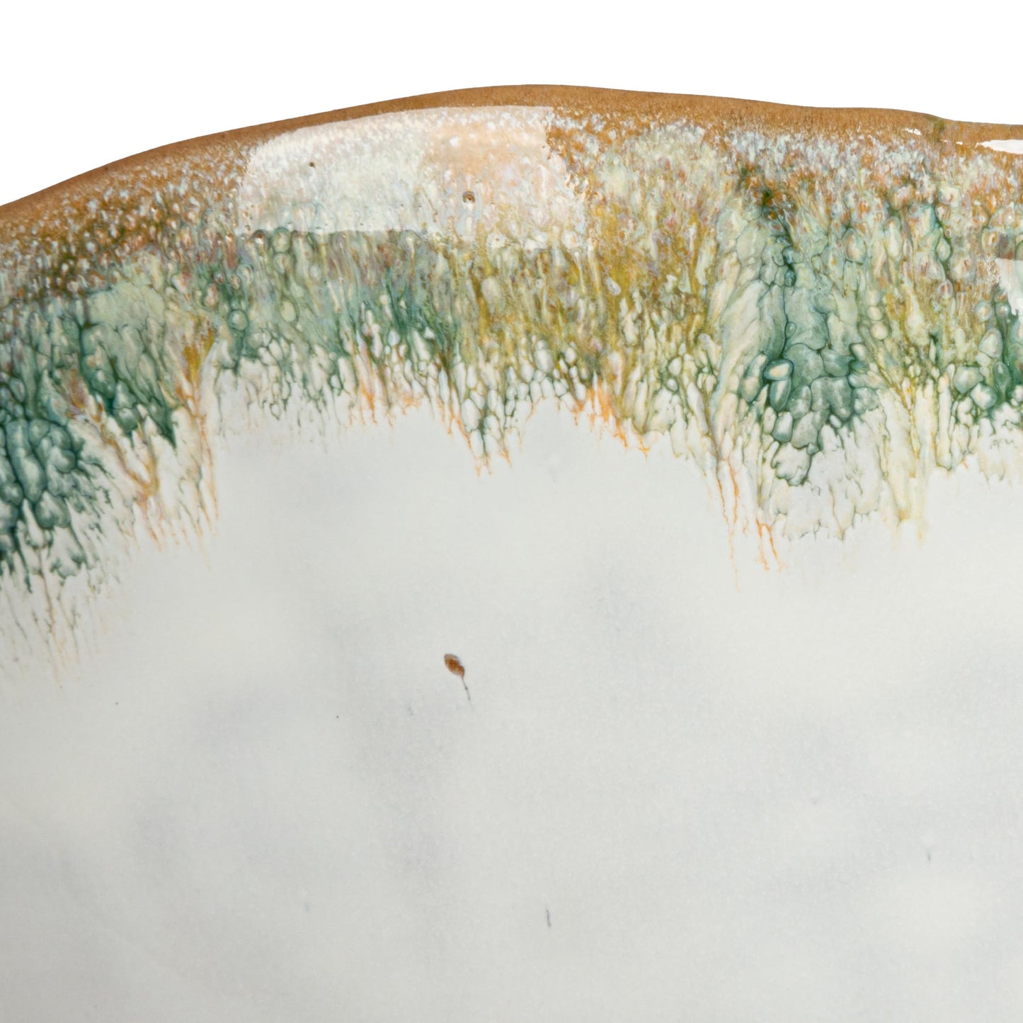 Creative Co-Op Large Stoneware Footed Bowl with Speckled Glaze, Green and Brown