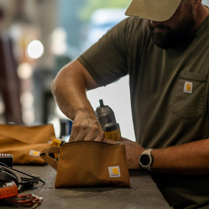 Carhartt Utility Zipper Pouch Set, Durable Water Repellent Organizers Sold in Sets of Three, Carhartt Brown/Black/Greenstone