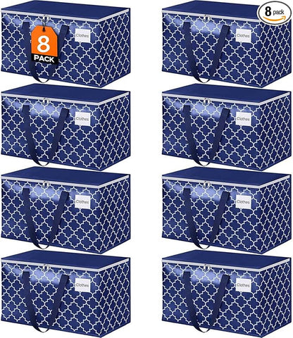 Fabspace Moving Bags, Extra Large Moving Supplies, Heavy Duty Storage Bags, Packing Bags with Reinforced Zippers & Handles, Collapsible Packing Boxes, Storage Totes for Moving, Packing, 88L, 8 Packs