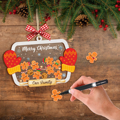 Funny Family Shaking Gingerbread Christmas Ornament DIY 1-15 Names New Year Party Home Decoration Xmas Tree Hanging Ornament Keepsake Gifts for Family Friend (Style 1)