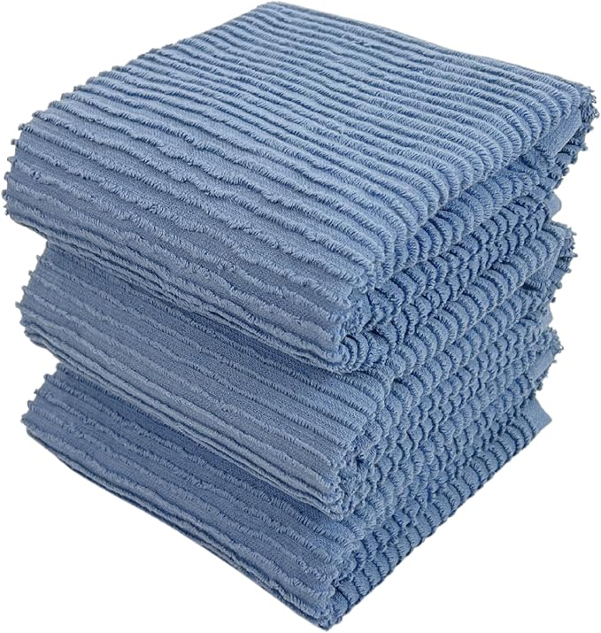 Chambray Light Blue Kitchen Hand Dish Towels: Oversized 28" x 18", 100% Cotton