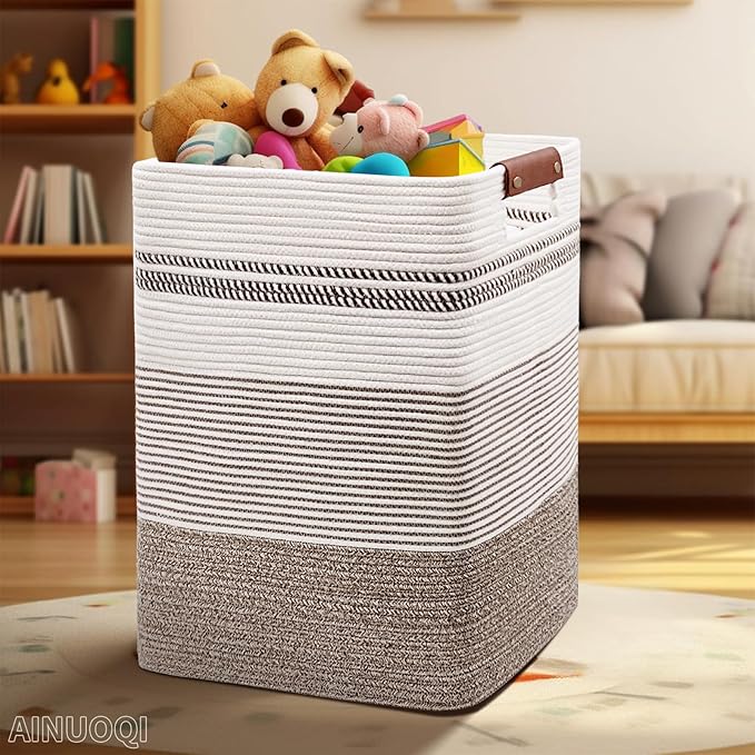 Laundry Hamper - Tall Woven Rope Laundry Basket - Clothes hamper