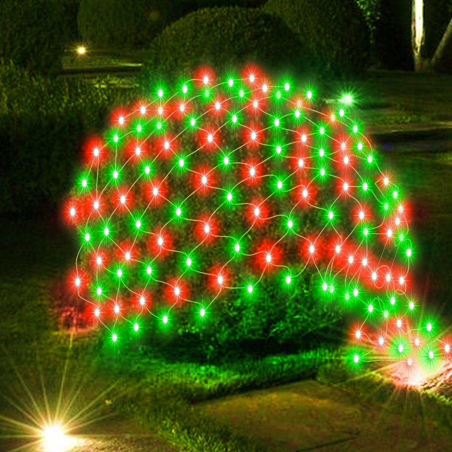198 LED 9.8 FT*6.6 FT Net Lights Plug in, 8 Lighting Modes Mesh Light Connectable, Waterproof Christmas Net Lights Outdoor for Bushes, Wedding, Holiday, Garden, Xmas Tree Decorations(Red and Green)