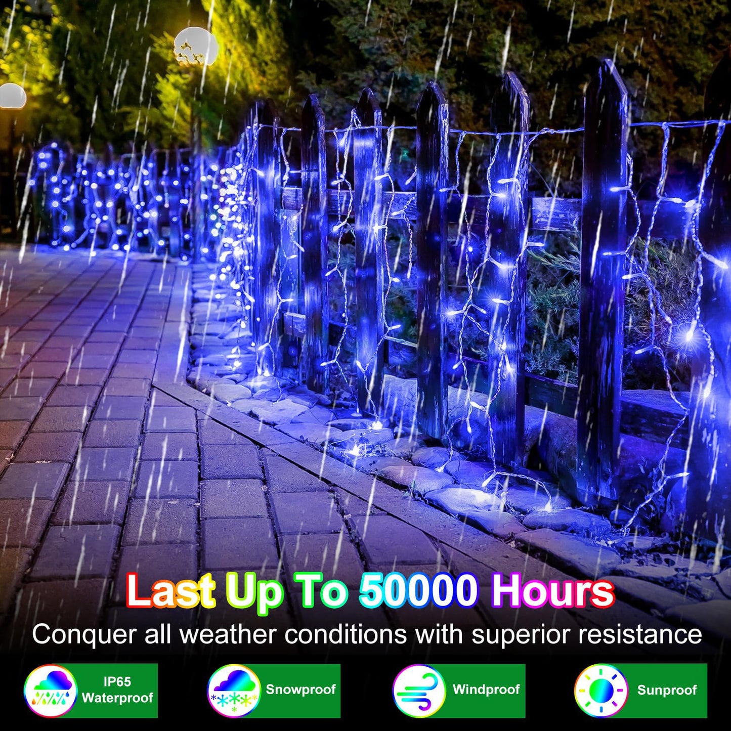 1620 LED 164ft 360 Drops Christmas Lights, Outdoor Hanging lights with 8 Modes & Timer Memory, Outside Waterproof Curtain String Light for House Fence Tree Holiday Wedding Party Decorations (Blue)