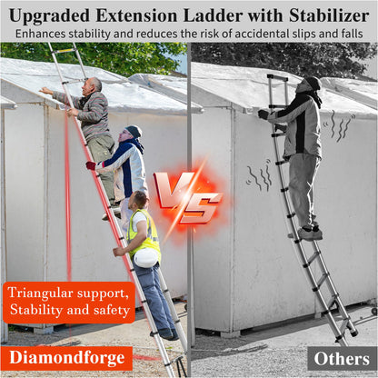 A-Frame Aluminum Telescopic Extension Ladder with Non-Slip Feet, 16.5FT Rv Telescope Foldable Extendable Compact Ladders for House Roof Travel Trailers, Adjustable Retractable, 330lbs Capacity