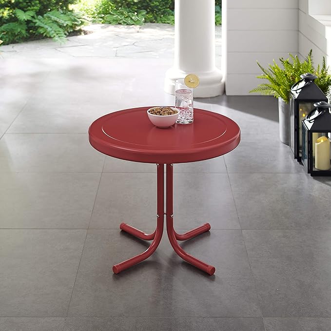 Crosley Furniture Griffith Weather Resistant Retro Metal Outdoor Side Table