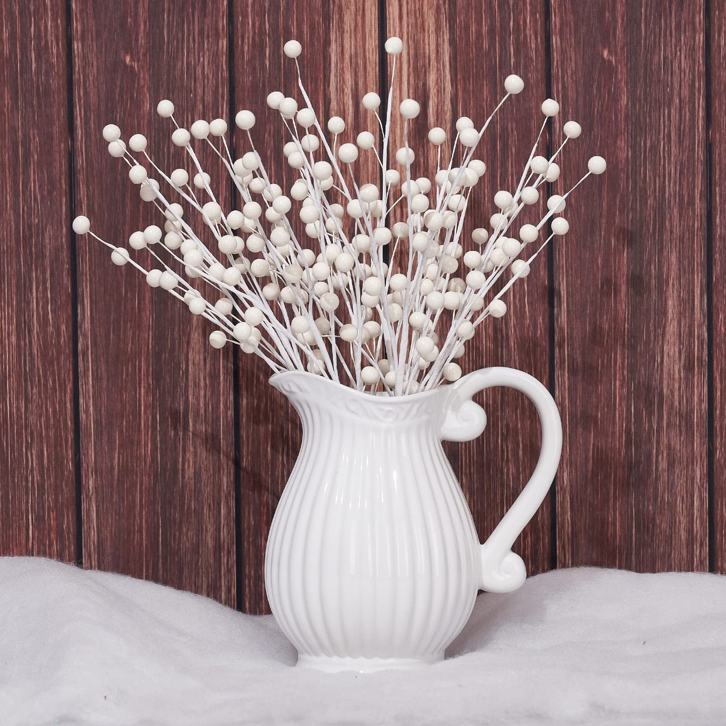 Osfvn Christmas Berries Picks Set of 12 Xmas Tree Decorations 14inches White Holly Berry Stems Decorative Artificial Floral Picks for Holiday Wreath Garland Floral Table Arrangement Decor