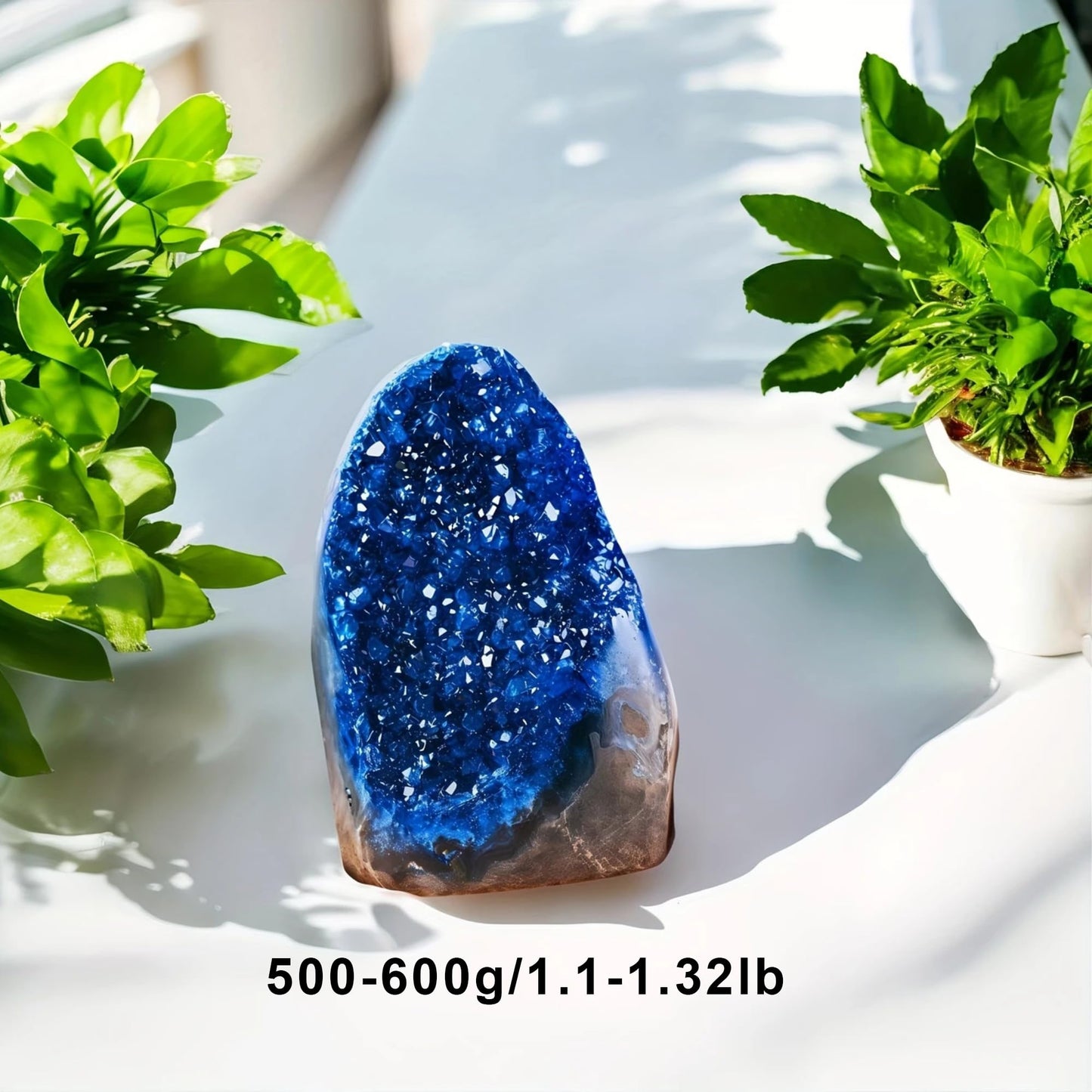 CrystalHola 200-700g Selected Raw Geode Quartz Cluster Home Feng Shui Ornaments Energy Stone Healing Tools Meditation Feng Shui Decoration,Stone Display Piece, Mineral Specimen (Blue, 500-600g)