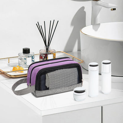 Yeiotsy Men's Travel Toiletry Bag – Color Clash Dopp Kit with Mesh Pockets, Durable Shaving Organizer for Gym, Camping & Weekend Trips (Purple)