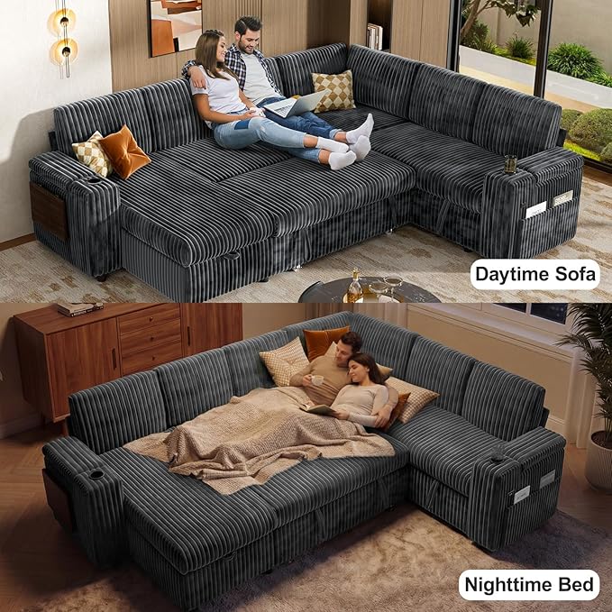 Vipbear 111" Modular Sectional Sleeper Sofa
