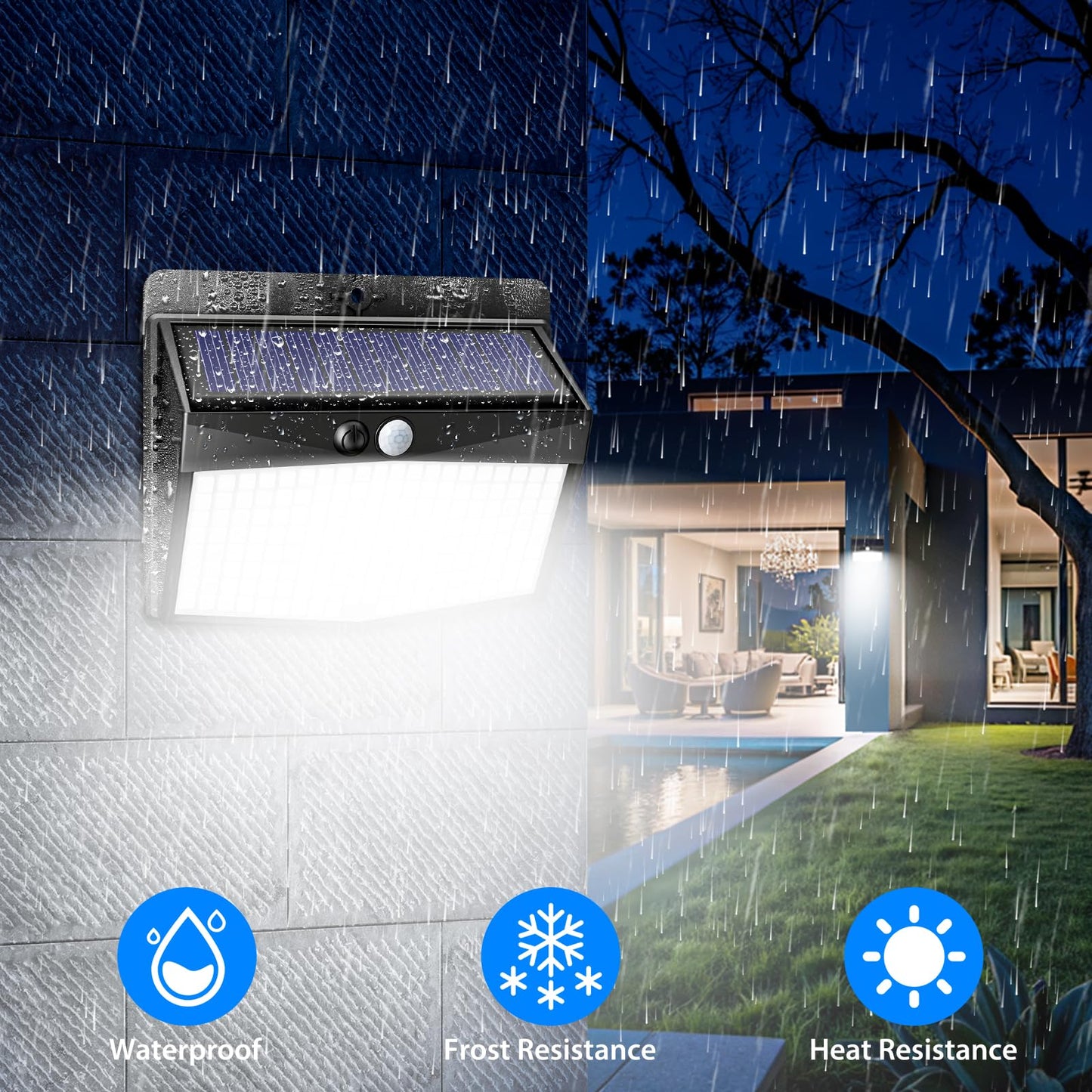 Peasur Solar Lights Outdoor Garden, 168LED 6 Pack Solar Powered Security Lights Motion Sensor with 3 Modes, IP65 Waterproof Fence Lighting for Wall Outside Yard Porch Step Deck
