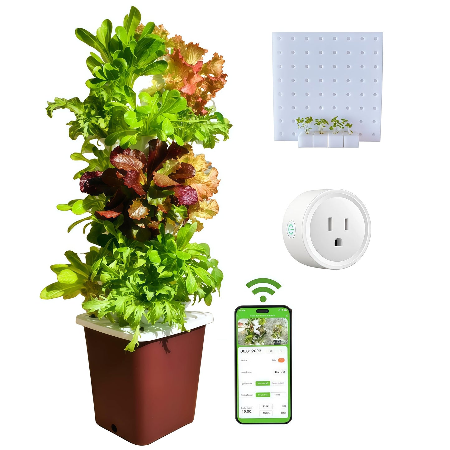 Hydroponics Tower Growing System Kit, Vertical Garden Indoor Outdoor, Up to 35 plants,Lettuce Grow Tower & Timer, Smart Indoor Growing System for Kitchen, Balcony, Apartment Herbs & Vegetables