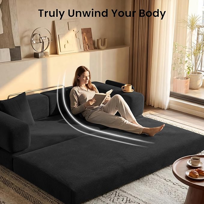 78.8" Convertible Sofa Bed, Corduroy Futon Couch
