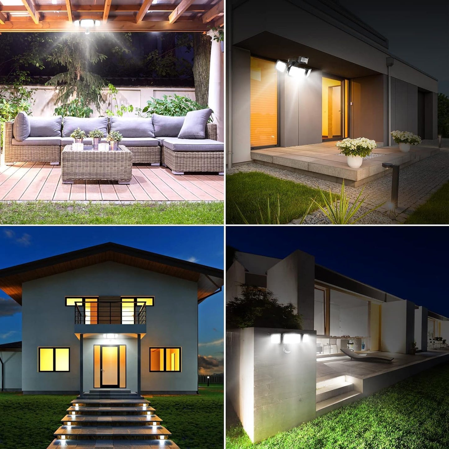 TONGLIN Security Light Outdoor, 4200LM 75LED Wiring Motion Sensor Lights, 42W 3-Head Angel Adjustable Flood Light with Remote Control, IP66 Waterproof Garden Light for Porch Patio Driveway Pathway