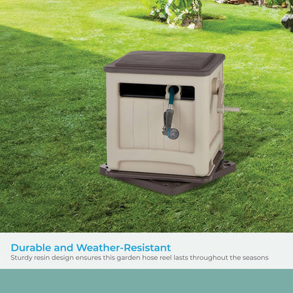 Suncast 225 ft. Swivel Hideaway Hose Reel with Hose Guide and Crank Handle, Mocha/Taupe