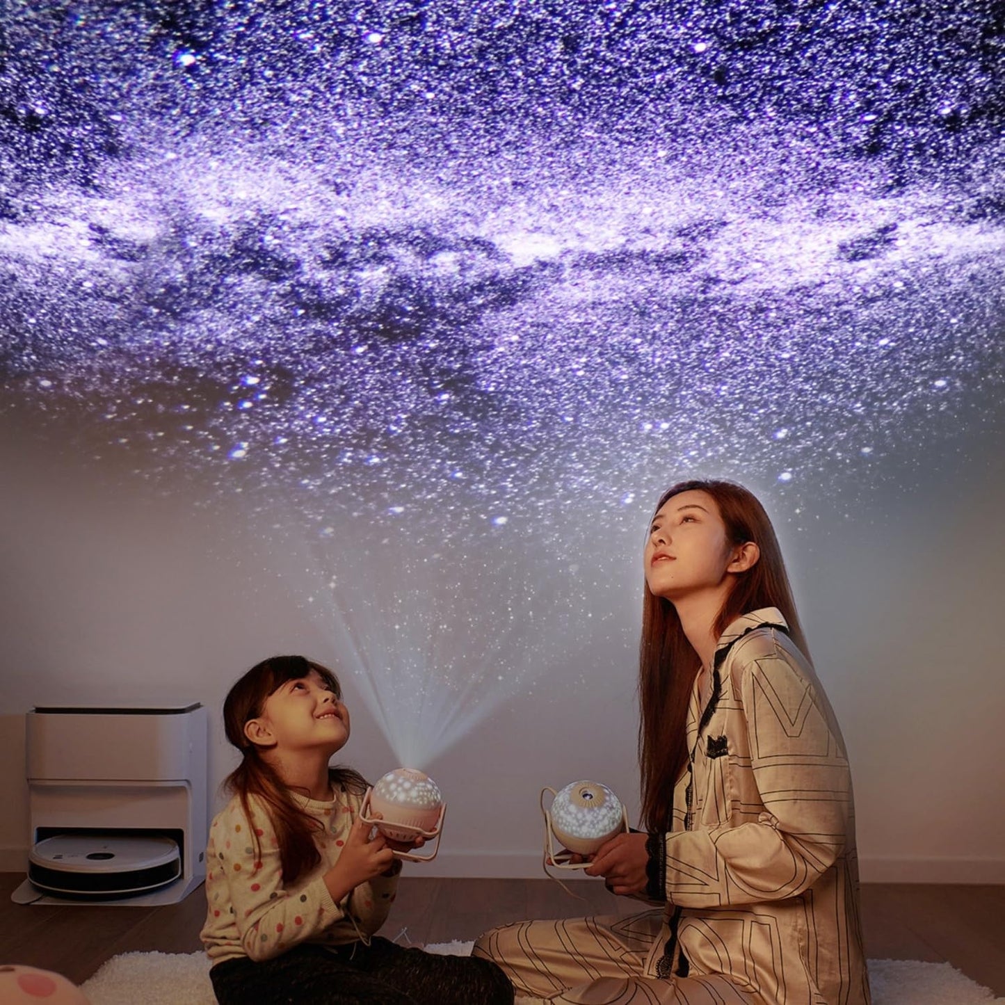 Star Projector, 7 in 1 Galaxy Projector, Night Light for Kids Bedroom, Ceiling, Planetarium Projector, Kids Night Light with Timer 360° Rotating Lamp, Christmas, Nursery, Room Decor (White)
