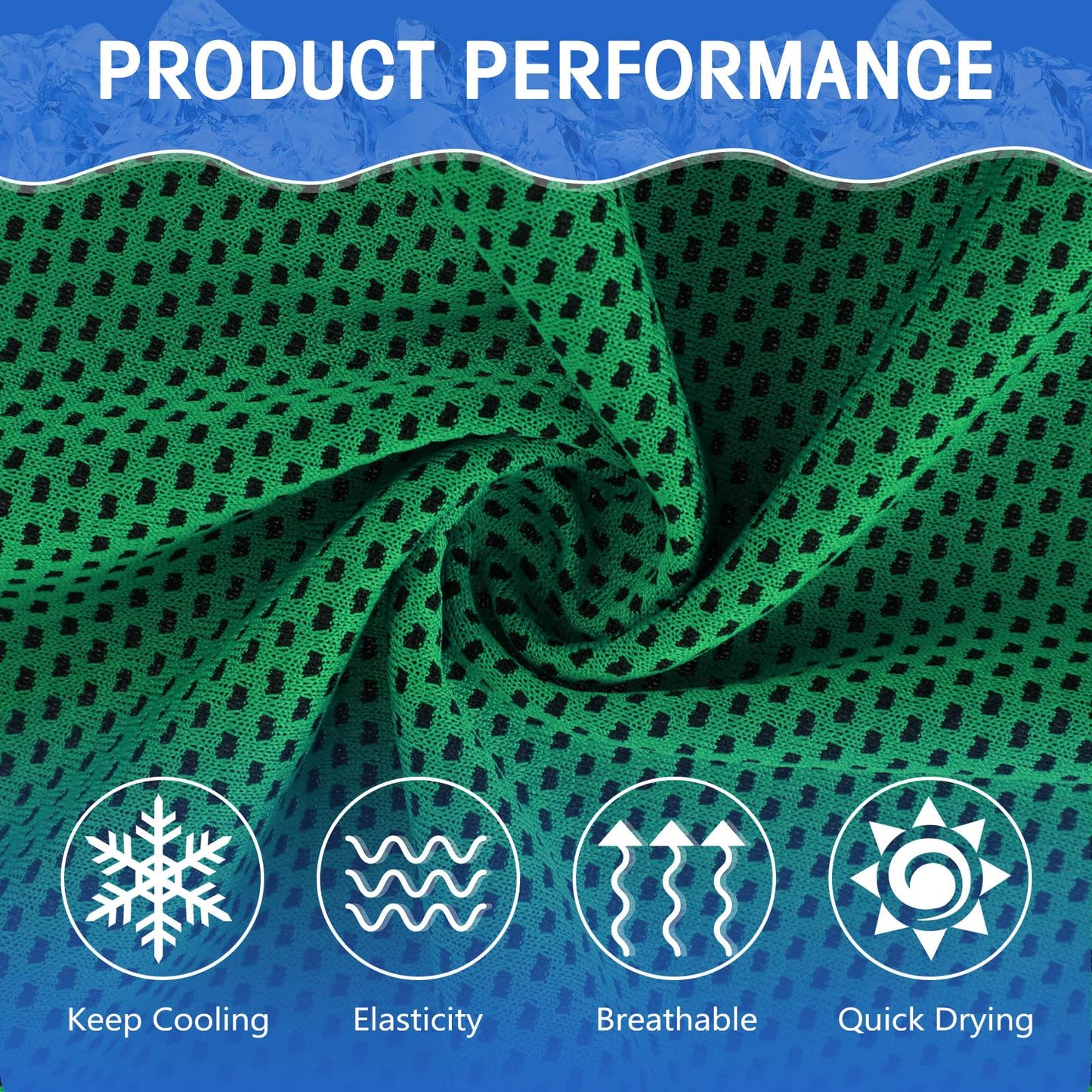 Hosuly 15 Pack Cooling Towels 40" x 12" Cooling Towels for Neck and Face Iced Towel Microfiber Soft Breathable Chilly Yoga Towel for Hot Weather (Green)