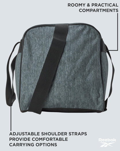 Reebok Duffle Bag - Carry On Gym Bag for Workout With Adjustable Shoulder Strap - Compact Travel Bags for Women and Men, Size One Size, Warrior II Light Grey
