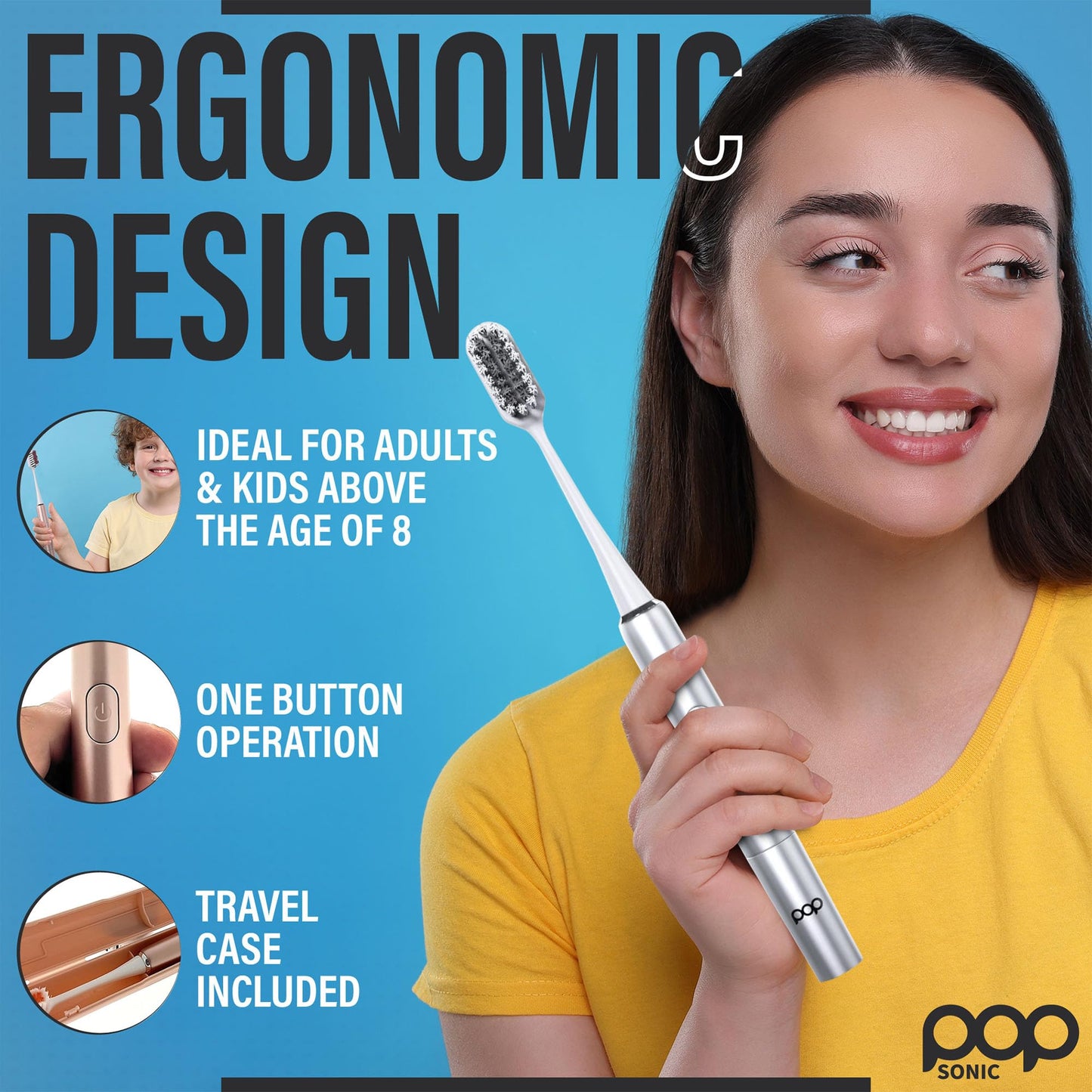 Go Plus Sonic Toothbrushes for Adults w/Electric Toothbrush Case - Electric Toothbrush for Adults & Kids - Sonic Toothbrush w/ 2 Speeds - 18000-24000 Vibrations Per Minute (Silver)