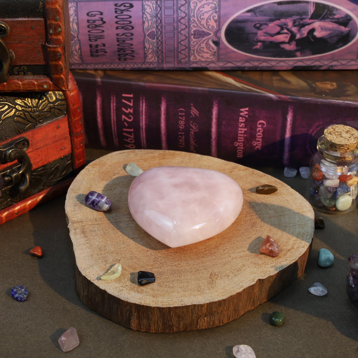 MAIBAOTA 60 mm Rose Quartz Crystals Heart Stone Mothers Day Birthday Gifts for Mom Women Crystal Gifts for Women Natural Reiki Gemstone Polished Heart Shaped Rocks Meditation