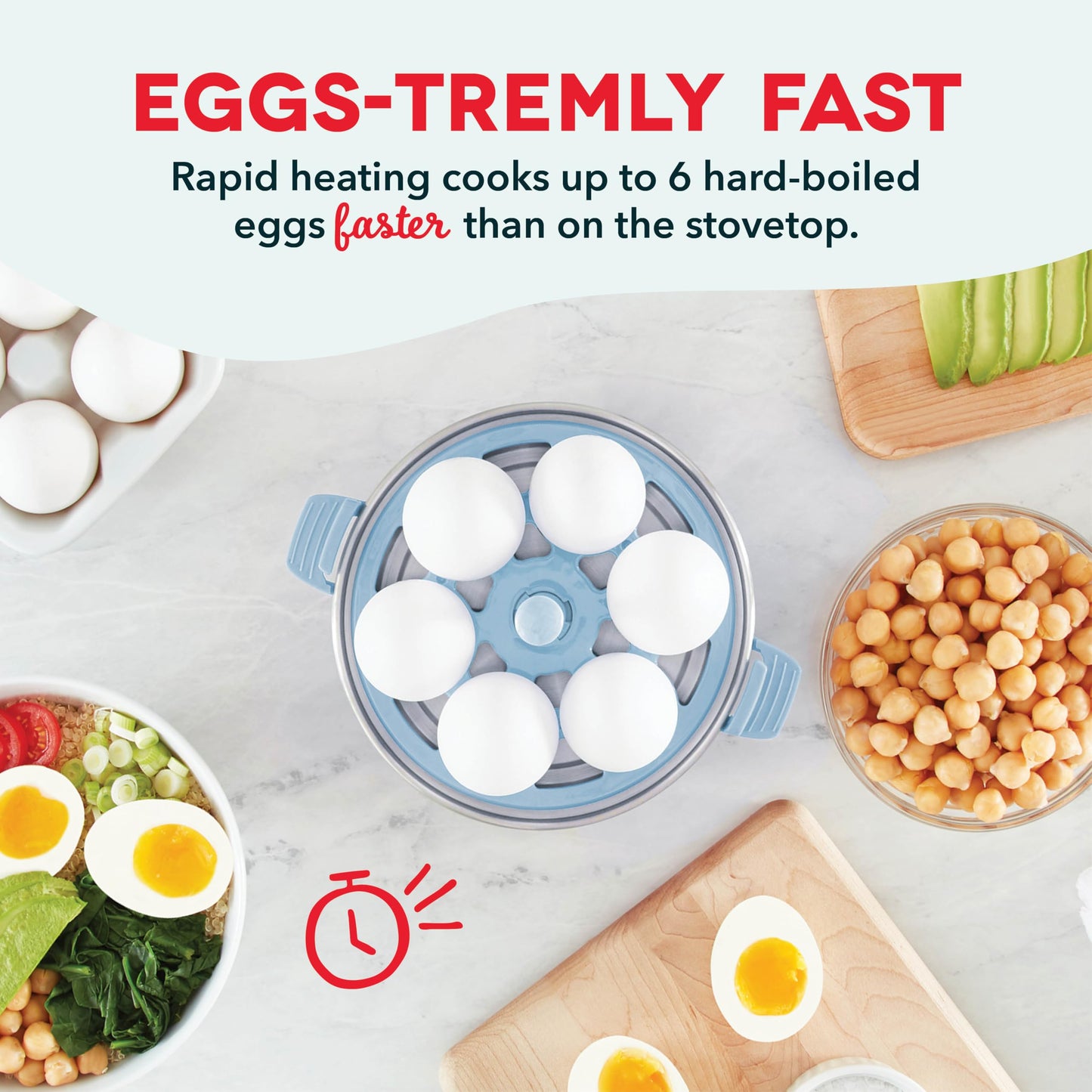 DASH Rapid Egg Cooker: 6 Egg Capacity Electric Egg Cooker for Hard Boiled Eggs, Poached Eggs, Scrambled Eggs, or Omelets with Auto Shut Off Feature - Aqua, 5.5 Inch (DEC005AQ)