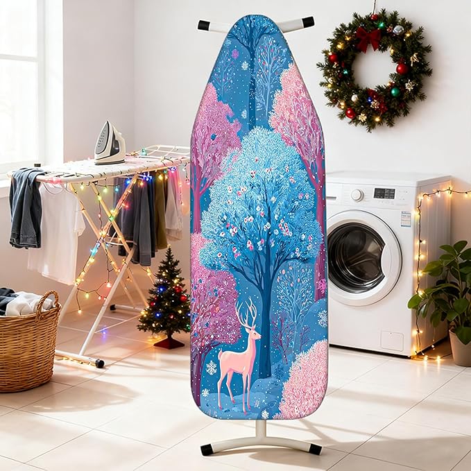 Nuxovilar Ironing Board Cover Winter Deer in Forest Pattern Polyester 15x54