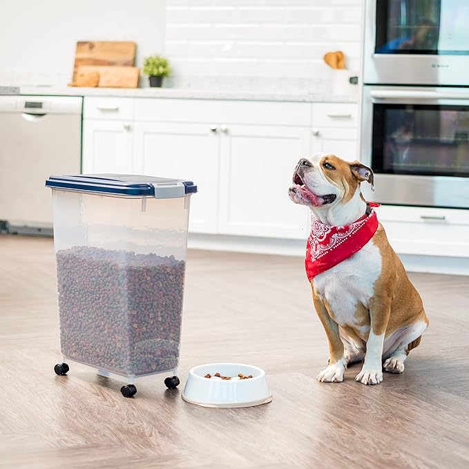 IRIS USA Airtight Dog Food Storage Container, Attachable Wheels,