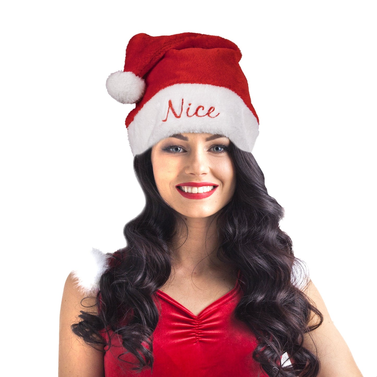 Windy City Novelties Christmas Santa Claus Plush Hat (2, Naughty & Nice, one size fits most)