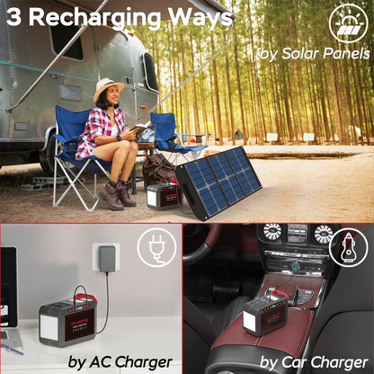 MARBERO Portable Power Station 88Wh Camping Lithium Battery Solar Generator Fast Charging with AC Outlet 120W Peak Power Bank(Solar Panel Optional) for Home Backup Outdoor Emergency RV Van Hunting