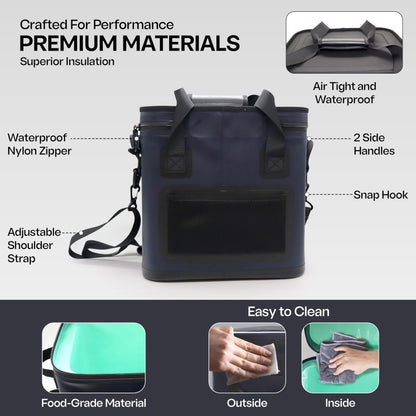 Quiksilver 20L Box Cooler, 24 Cans, 48-72H Insulated Cooling, Leak Proof, Waterproof IPX7, Heavy-Duty, for Beverage, Drink, Lunch, Outdoor, Beach, Camping, Fishing (Dark Navy)