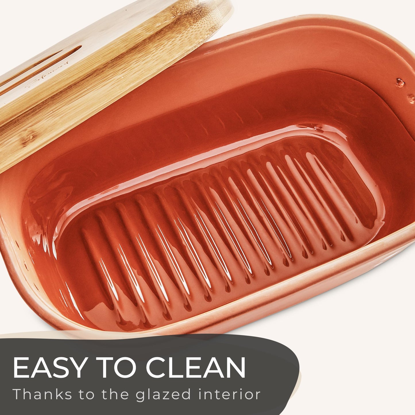 Steinzeit Bread Box Made from Breathable Terracotta (9.8x5.1x3.9 inches) - Keeps Bread Fresh Longer - Bread Box for Kitchen Countertop - Bread Storage for Homemade Sourdough Bread