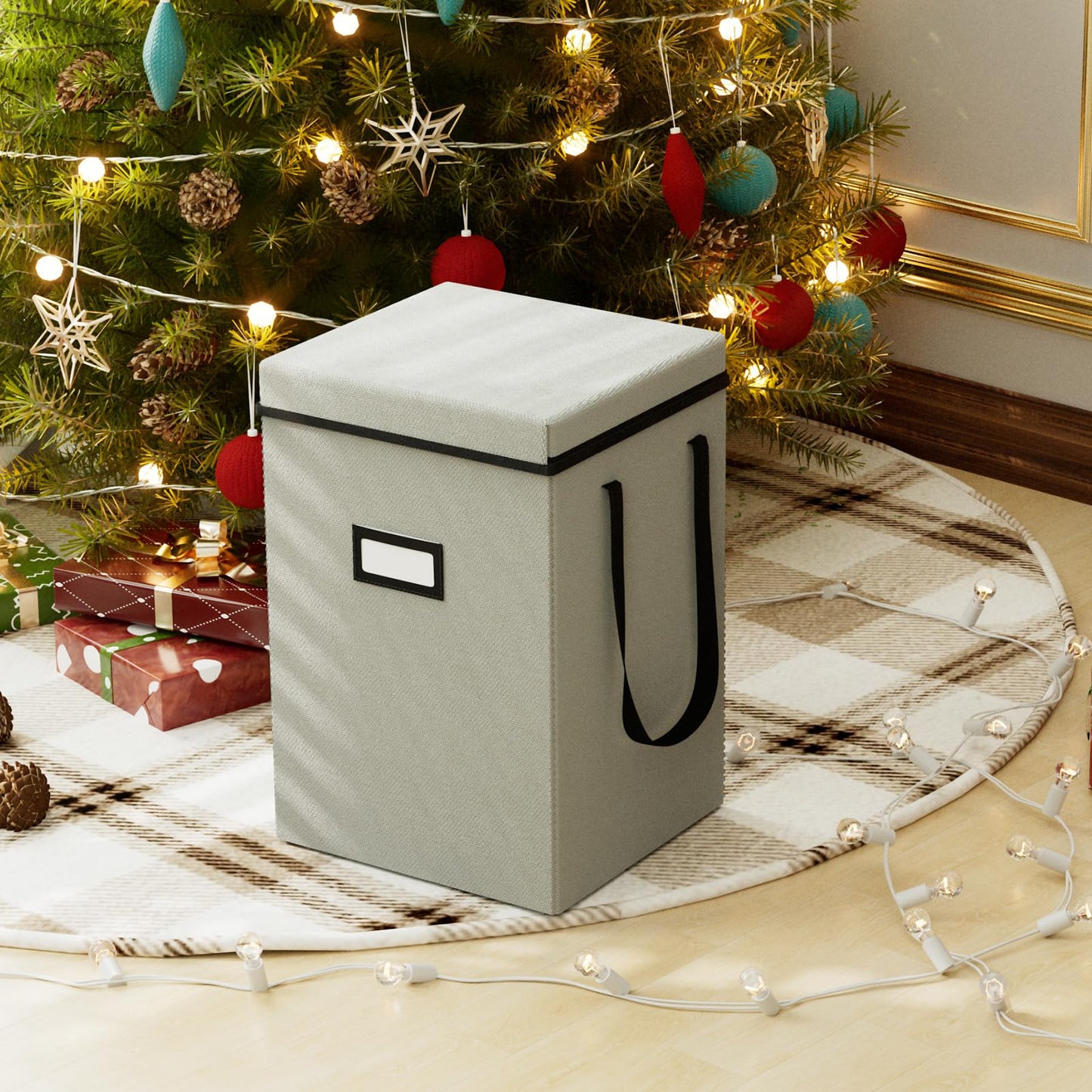 Christmas Nutcracker and Figurine Collectible Storage Box, Christmas Storage Box Ornaments up to 9-16" , Holiday Christmas Decor Organizer with Adjustable Dividers, Nutcracker not Included(Gray)