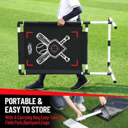 Dual-Sided Baseball Strike Zone Target,Adjustable Height Pitching Strike Zone Trainer for Pitching,Throwing Practice, Includes Stakes,Sandbags & Carry Bag for Indoor & Outdoor