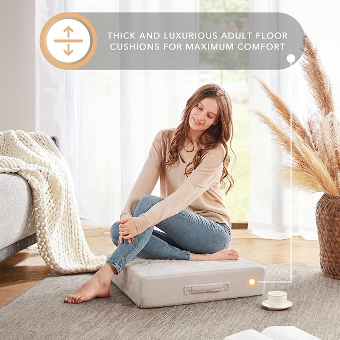 Codi Floor Cushions for Adults, Large Meditation Pillows