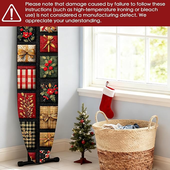 Nuxovilar Ironing Board Cover Winter Gift Boxes Pattern Polyester 15x54 Inches