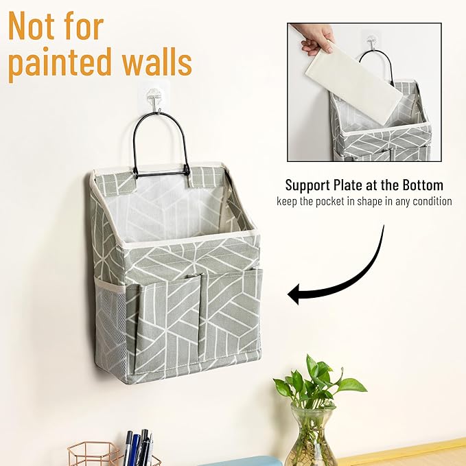 2pcs Wall Hanging Storage Bag, Small Door Closet Linen Fabric Pockets Organizer