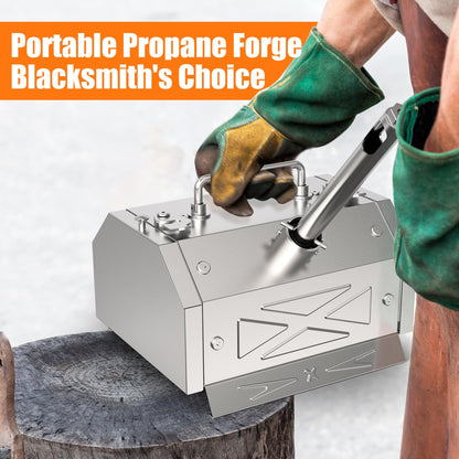 Nelyrho Blacksmith Forge Starter Kit, Double Door, Made of Stainless Steel, with 30PSl Requlator,for Blacksmithing and Knife Making Equipment Forging Melting Casting (1 Burner)