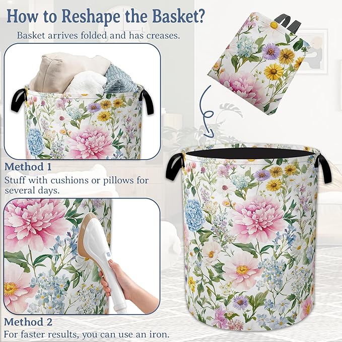 Watercolor Floral Laundry Hamper