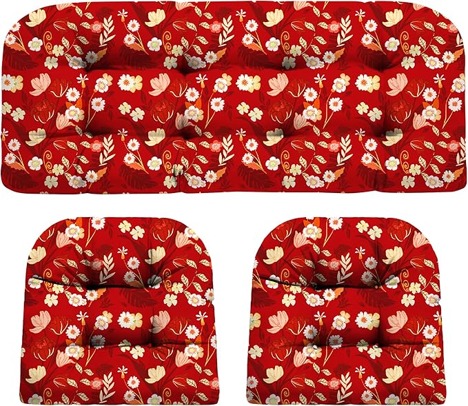 DANGHOOGY Wicker Chair Cushions, Waterproof Outdoor Loveseat Cushions