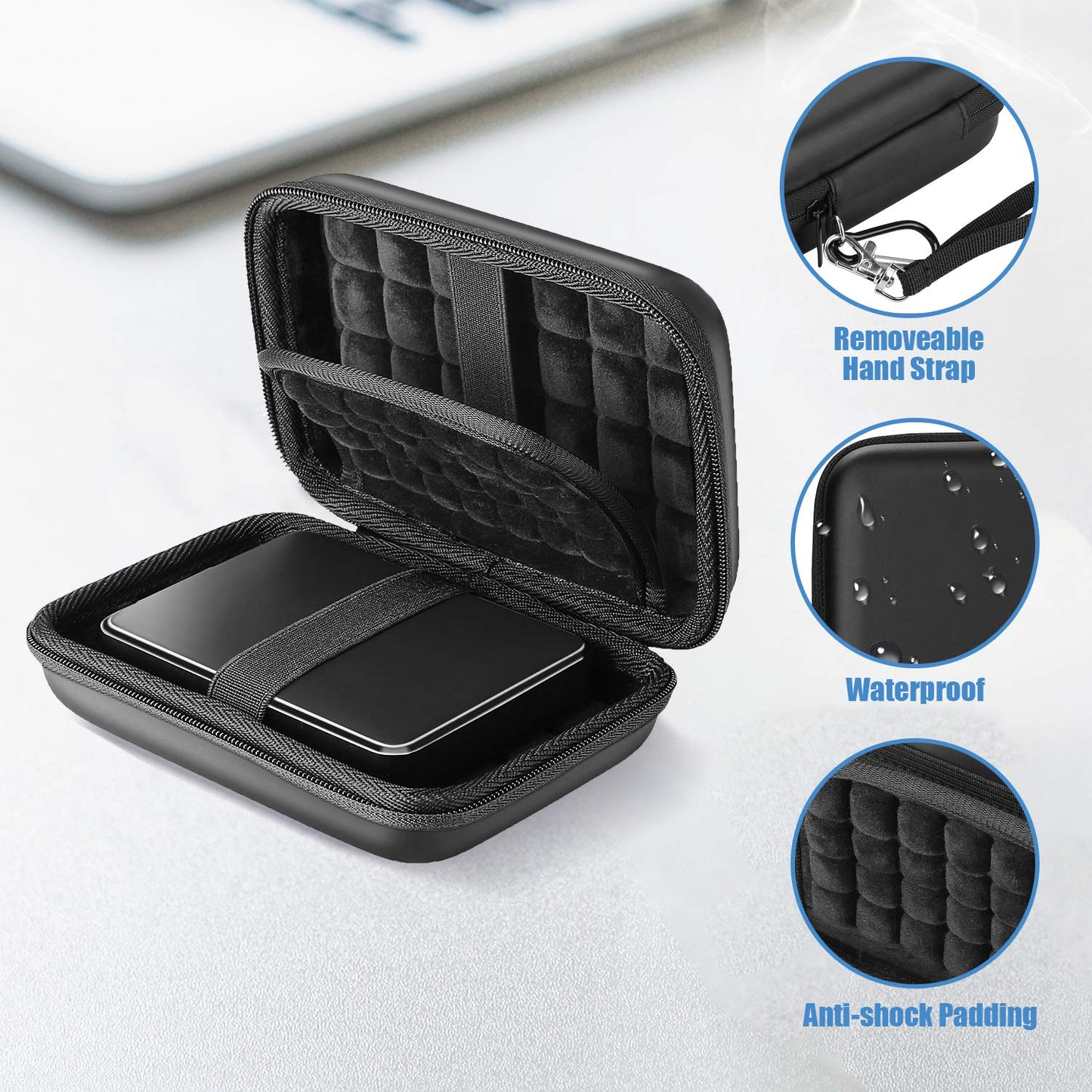 ProCase [Holds 2 Piece] External Hard Drive Case 2.5 Inch，Compatible for Seagate Expansion, Seagate Backup Plus, Canvio Basics Portable Hard Drive, WD Elements (Black)