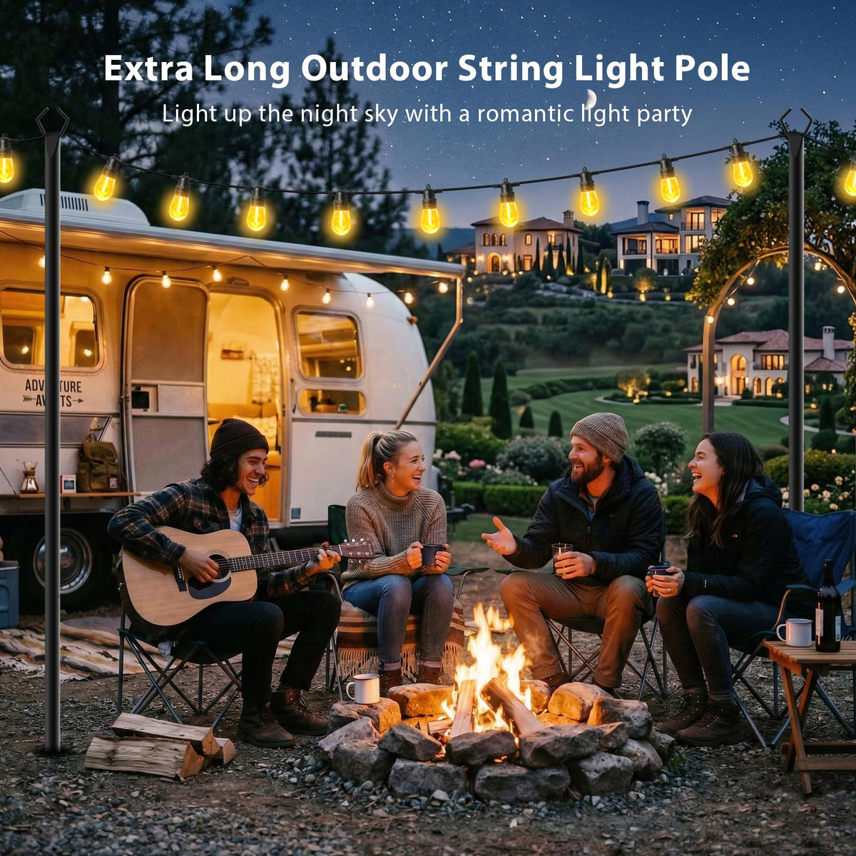 LETIANPAI 8 Pack String Light Poles,10 FT Metal Poles with Fork for Outdoor String Lights,Outdoor Light Poles with Fork,Poles/Post/Stand for Outside
